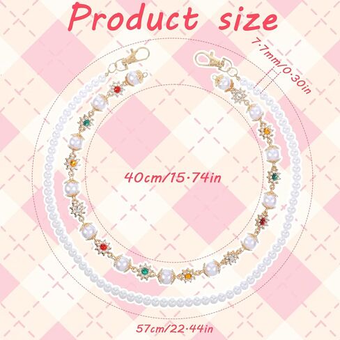 Fashion Layered Pants Wallet Chains Exquisite Rhinestone Flower Pearl Wallet Chains Hip Hop Accessories Punk Jeans Chain with Lobster Clasps Unisex Biker Style in Saudi Arabia