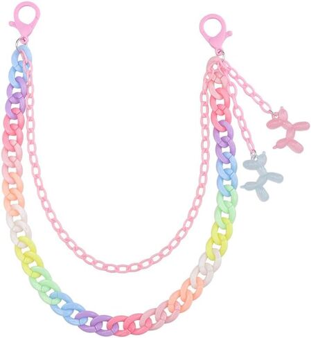 Acrylic Transparent Balloon Dog Charm Layered Colorful Pants Trousers Chain for Women Men Lovely Wallet Belt Pocket Waist Jeans Chains Punk Hip Hop Fashion Body Jewelry Clothing Accessories in Saudi Arabia