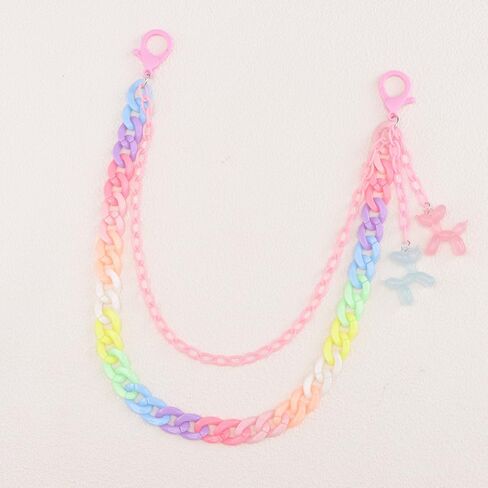 Acrylic Transparent Balloon Dog Charm Layered Colorful Pants Trousers Chain for Women Men Lovely Wallet Belt Pocket Waist Jeans Chains Punk Hip Hop Fashion Body Jewelry Clothing Accessories in Saudi Arabia