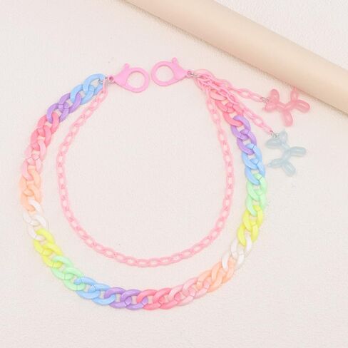 Acrylic Transparent Balloon Dog Charm Layered Colorful Pants Trousers Chain for Women Men Lovely Wallet Belt Pocket Waist Jeans Chains Punk Hip Hop Fashion Body Jewelry Clothing Accessories in Saudi Arabia
