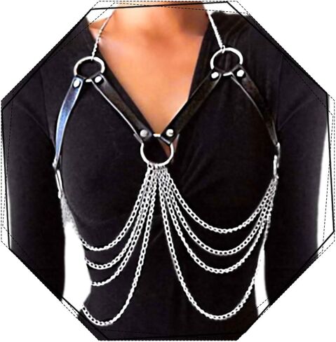 Chest Chain Belt Rave Fashion Goth Body Leather Harness for Women in Saudi Arabia