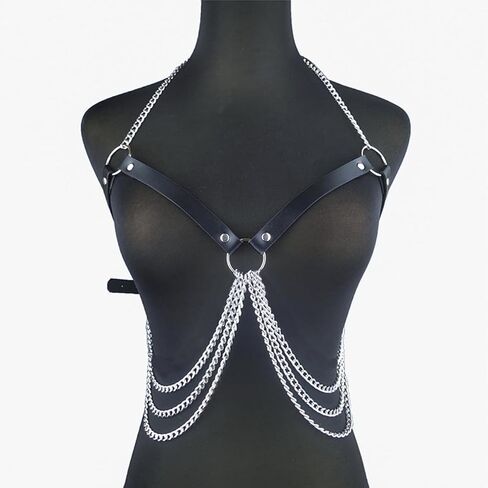 Chest Chain Belt Rave Fashion Goth Body Leather Harness for Women in Saudi Arabia