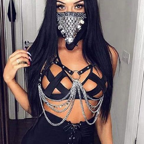 Chest Chain Belt Rave Fashion Goth Body Leather Harness for Women in Saudi Arabia