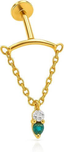 Luxury Gold Titanium Ear Chain, Elegant Drop Design with Gleaming Zircon Accent, 10mm+10mm Symmetric Screw Back, Hypoallergenic Fine Earrings(Gold) in Saudi Arabia
