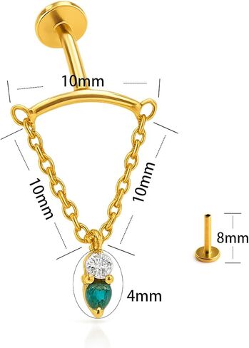 Luxury Gold Titanium Ear Chain, Elegant Drop Design with Gleaming Zircon Accent, 10mm+10mm Symmetric Screw Back, Hypoallergenic Fine Earrings(Gold) in Saudi Arabia