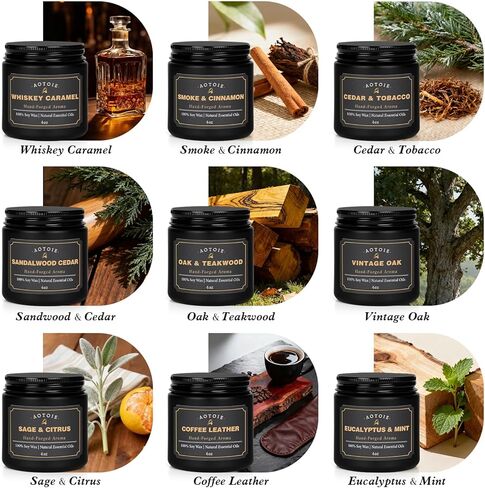 Mens Scented Candle Gift Set, 9 Pack Candles for Men, 36 oz Soy Candle, 200+ Hours Burn Time, Aromatherapy Gifts for Dad, Boyfriend, Husband for Christmas, Father’s Day, Birthday in Saudi Arabia