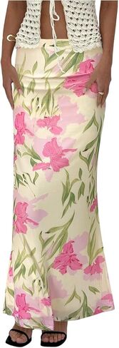 تنورة طويلة للسيدات من Milumia بوهو زهرية ضيقة بخصر منخفض للعطلات وتنورة طويلة بذيل السمكة in Kuwait