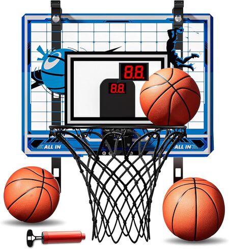 Basketball Hoop Indoor for Kids-Over The Door Mini Basketball Hoop with LED Light, Scoreboard, Remote Control and 3 Modes & Balls-Boys Girls Toys for Ages 3 4 5 6 7 8 9 10 + Years Old Birthday Gifts in Saudi Arabia