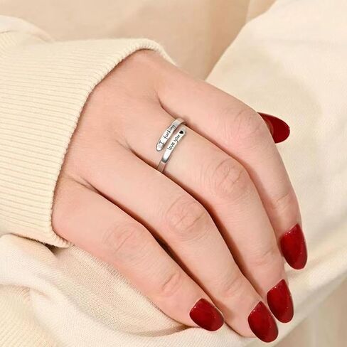 I Fcking Need You Ring For Women, Open Adjustable Stainless Steel I F Love You Ring Engraved Heart Spiral Wrap Twist Vintage Romantic Promise Rings Inspirational Jewelry for Wife Girlfriend Boyfriend in Saudi Arabia