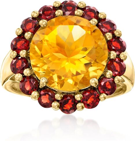 Ross-Simons 5.25 Carat Citrine and 1.50 ct. t.w. Garnet Ring in 18kt Gold Over Sterling in Saudi Arabia