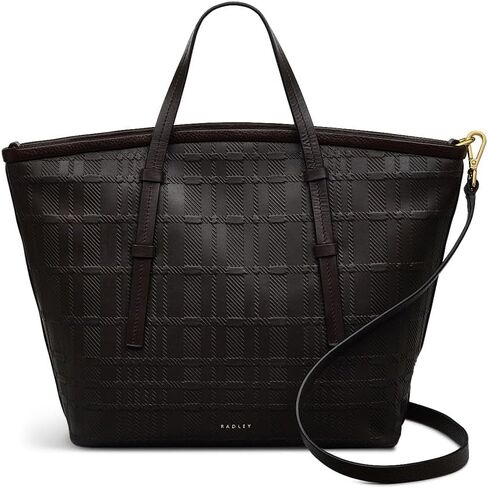 حقيبة RADLEY London Bridgewater 2.0 Check للسيدات متوسطة الحجم بسحاب من الجلد، بلوط داكن in Saudi Arabia