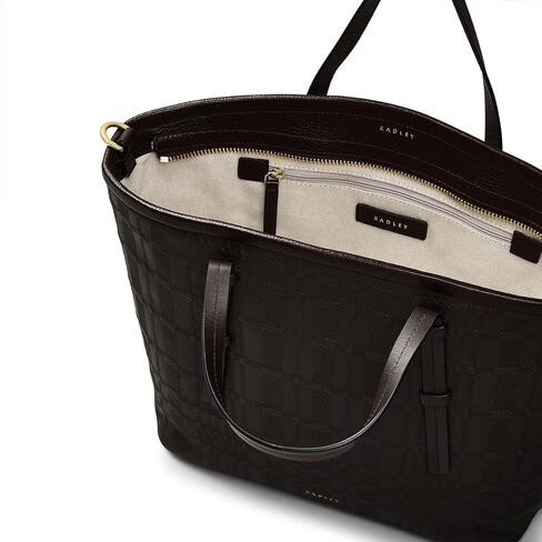 حقيبة RADLEY London Bridgewater 2.0 Check للسيدات متوسطة الحجم بسحاب من الجلد، بلوط داكن in Saudi Arabia