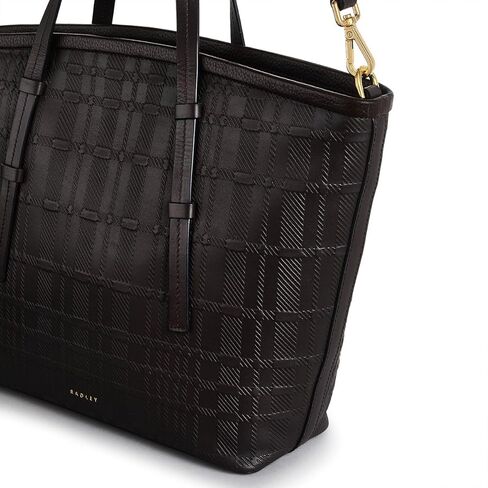 حقيبة RADLEY London Bridgewater 2.0 Check للسيدات متوسطة الحجم بسحاب من الجلد، بلوط داكن in Saudi Arabia