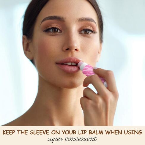 36 Pcs Lip Balm Holder Keychain Gloss Floral Patterns Lip Balm Sleeves with Clip Clip on Lipstick Keychain Sleeves Holder in Saudi Arabia