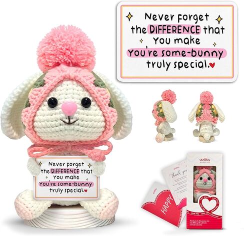 Gossby Positive Bunny Crochet - لا تنسى أبدًا الفرق الذي تصنعه - هدية ملهمة للنساء - عيد الميلاد، عيد الميلاد، الدعم العاطفي، هدية الطاقة الإيجابية لصديق، زميل العمل، المعلم، أمي in Kuwait