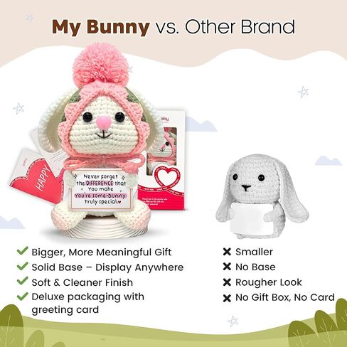 Gossby Positive Bunny Crochet - لا تنسى أبدًا الفرق الذي تصنعه - هدية ملهمة للنساء - عيد الميلاد، عيد الميلاد، الدعم العاطفي، هدية الطاقة الإيجابية لصديق، زميل العمل، المعلم، أمي in Kuwait