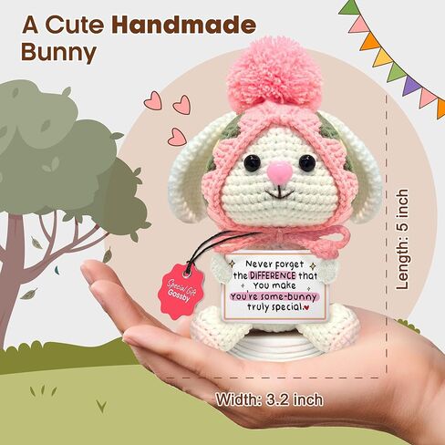 Gossby Positive Bunny Crochet - لا تنسى أبدًا الفرق الذي تصنعه - هدية ملهمة للنساء - عيد الميلاد، عيد الميلاد، الدعم العاطفي، هدية الطاقة الإيجابية لصديق، زميل العمل، المعلم، أمي in Kuwait