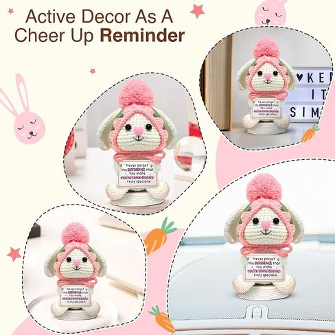 Gossby Positive Bunny Crochet - لا تنسى أبدًا الفرق الذي تصنعه - هدية ملهمة للنساء - عيد الميلاد، عيد الميلاد، الدعم العاطفي، هدية الطاقة الإيجابية لصديق، زميل العمل، المعلم، أمي in Kuwait
