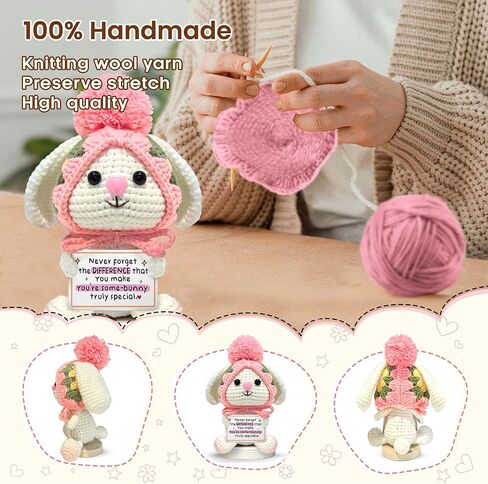 Gossby Positive Bunny Crochet - لا تنسى أبدًا الفرق الذي تصنعه - هدية ملهمة للنساء - عيد الميلاد، عيد الميلاد، الدعم العاطفي، هدية الطاقة الإيجابية لصديق، زميل العمل، المعلم، أمي in Kuwait