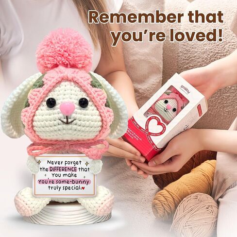 Gossby Positive Bunny Crochet - لا تنسى أبدًا الفرق الذي تصنعه - هدية ملهمة للنساء - عيد الميلاد، عيد الميلاد، الدعم العاطفي، هدية الطاقة الإيجابية لصديق، زميل العمل، المعلم، أمي in Kuwait