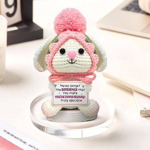 Gossby Positive Bunny Crochet - لا تنسى أبدًا الفرق الذي تصنعه - هدية ملهمة للنساء - عيد الميلاد، عيد الميلاد، الدعم العاطفي، هدية الطاقة الإيجابية لصديق، زميل العمل، المعلم، أمي in Kuwait