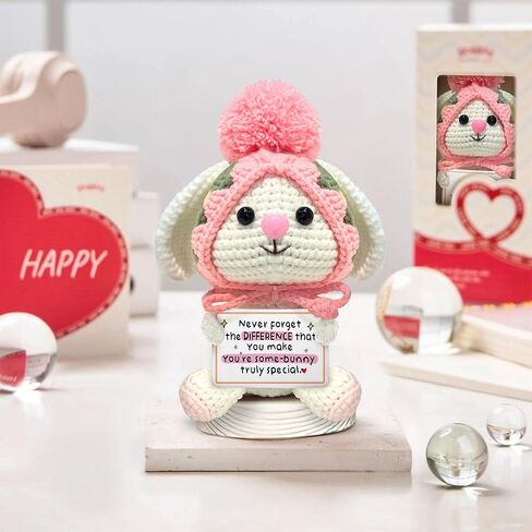 Gossby Positive Bunny Crochet - لا تنسى أبدًا الفرق الذي تصنعه - هدية ملهمة للنساء - عيد الميلاد، عيد الميلاد، الدعم العاطفي، هدية الطاقة الإيجابية لصديق، زميل العمل، المعلم، أمي in Kuwait