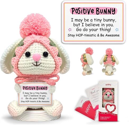 Gossby Positive Bunny Crochet - لا تنسى أبدًا الفرق الذي تصنعه - هدية ملهمة للنساء - عيد الميلاد، عيد الميلاد، الدعم العاطفي، هدية الطاقة الإيجابية لصديق، زميل العمل، المعلم، أمي in Kuwait