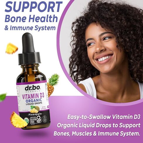 قطرات فيتامين د3 السائلة العضوية - نباتي فيتامين د السائل فيتامين د للبالغين والأطفال، زيت 4000 وحدة دولية، قطرات د3 نباتية مكملة تحت اللسان - مكملات فيتامين د لصحة المناعة والعظام، غير معدلة وراثيًا، 30 حصة in Kuwait