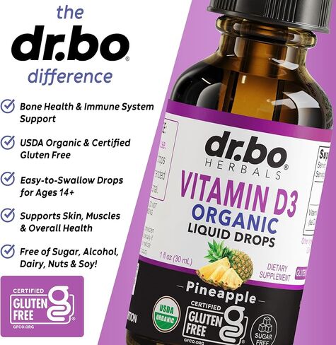 قطرات فيتامين د3 السائلة العضوية - نباتي فيتامين د السائل فيتامين د للبالغين والأطفال، زيت 4000 وحدة دولية، قطرات د3 نباتية مكملة تحت اللسان - مكملات فيتامين د لصحة المناعة والعظام، غير معدلة وراثيًا، 30 حصة in Kuwait