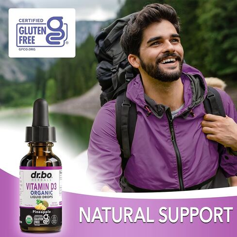 قطرات فيتامين د3 السائلة العضوية - نباتي فيتامين د السائل فيتامين د للبالغين والأطفال، زيت 4000 وحدة دولية، قطرات د3 نباتية مكملة تحت اللسان - مكملات فيتامين د لصحة المناعة والعظام، غير معدلة وراثيًا، 30 حصة in Kuwait