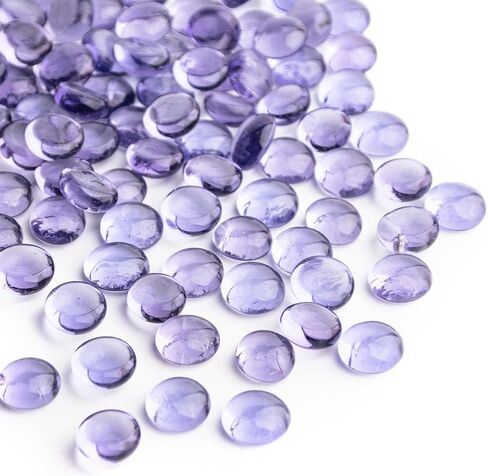 0.95 LB Purple Glass Marbles, Mini Flat Glass Beads~160 PCS for Vase Fillers, Floral Bottom Mancala Gems Pebbles Fish Tank Rocks for Table Aquarium,Home Decor Art Craft Supplies(Purple 0.5"~0.7") in Saudi Arabia