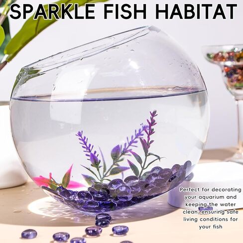 0.95 LB Purple Glass Marbles, Mini Flat Glass Beads~160 PCS for Vase Fillers, Floral Bottom Mancala Gems Pebbles Fish Tank Rocks for Table Aquarium,Home Decor Art Craft Supplies(Purple 0.5"~0.7") in Saudi Arabia