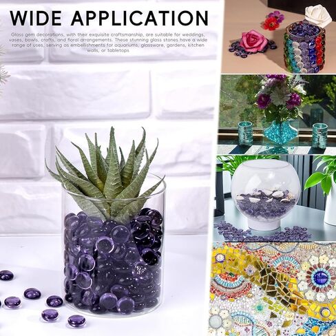 0.95 LB Purple Glass Marbles, Mini Flat Glass Beads~160 PCS for Vase Fillers, Floral Bottom Mancala Gems Pebbles Fish Tank Rocks for Table Aquarium,Home Decor Art Craft Supplies(Purple 0.5"~0.7") in Saudi Arabia