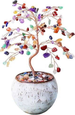 Runyangshi Aquamarine Crystal Tree of Life - 8" Large Natural Chakra Healing Crystal Tree, Bringing Money, Good Luck, Positive Energy for Home Decor, Feng Shui Gifts, Office Desk Ornament in Saudi Arabia
