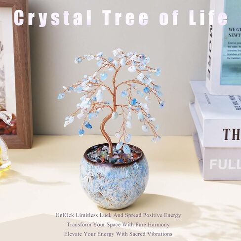 Runyangshi Aquamarine Crystal Tree of Life - 8" Large Natural Chakra Healing Crystal Tree, Bringing Money, Good Luck, Positive Energy for Home Decor, Feng Shui Gifts, Office Desk Ornament in Saudi Arabia