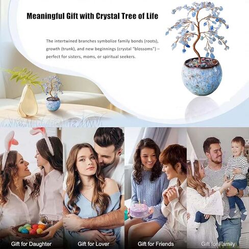 Runyangshi Aquamarine Crystal Tree of Life - 8" Large Natural Chakra Healing Crystal Tree, Bringing Money, Good Luck, Positive Energy for Home Decor, Feng Shui Gifts, Office Desk Ornament in Saudi Arabia