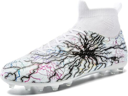 Kids Soccer Cleats Boys Girls Youth Firm Groud Cleats High Top Soccer Shoes Professional Athletic Outdoor Football Shoes for Little Kid/Big Kid in Saudi Arabia
