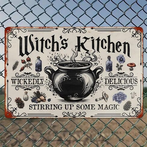 Halloween Decorations Witches Kitchen Magic Potion Rustic Aluminum Wall Art & Metal Tin Sign - 8x12in Vintage Indoor Outdoor Decor for Home, Office, Cafe, Yard & Garden，Farm in Saudi Arabia