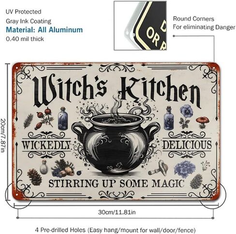 Halloween Decorations Witches Kitchen Magic Potion Rustic Aluminum Wall Art & Metal Tin Sign - 8x12in Vintage Indoor Outdoor Decor for Home, Office, Cafe, Yard & Garden，Farm in Saudi Arabia