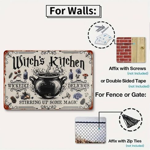 Halloween Decorations Witches Kitchen Magic Potion Rustic Aluminum Wall Art & Metal Tin Sign - 8x12in Vintage Indoor Outdoor Decor for Home, Office, Cafe, Yard & Garden，Farm in Saudi Arabia