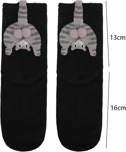 1pair 3D Cat Socks Women Cute Cotton Funny Animal Crew Socks Mid Tube Non Slip Loose Sock Fashion Gift in Saudi Arabia