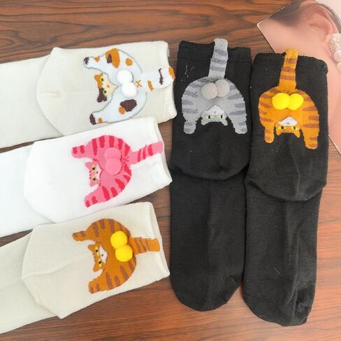1pair 3D Cat Socks Women Cute Cotton Funny Animal Crew Socks Mid Tube Non Slip Loose Sock Fashion Gift in Saudi Arabia