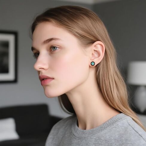 Wood Earrings Sterling Silver Wood Turquoise Stud Earrings Unique Natural Minimalist Jewelry Gifts for Women Men in Saudi Arabia