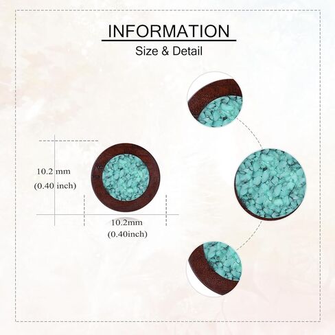Wood Earrings Sterling Silver Wood Turquoise Stud Earrings Unique Natural Minimalist Jewelry Gifts for Women Men in Saudi Arabia