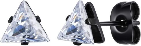 Triangle Stud Earrings for Men and Women Stainless Steel with Cubic Zirconia Hypoallergenic Lightweight Unisex Daily Party and Holiday Accessory Gift in Saudi Arabia