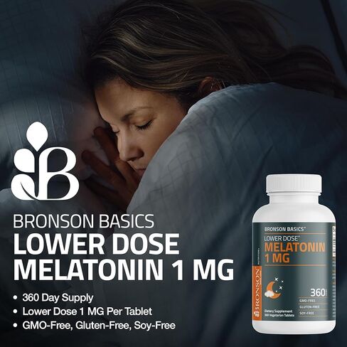 Bronson Lower Dose Melatonin 1mg, 360 Vegetarian Tablets in Saudi Arabia