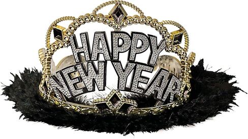 Midnight Celebration "Happy New Year" Tiara - 3.5" x 4.5" (1 Pc.) - Perfect for Parties, New Year's Eve, and Special Events in Saudi Arabia