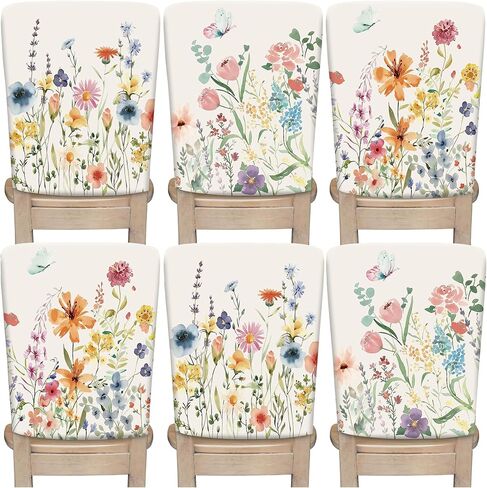 6Pcs Easter Chair Covers Set - Dining Room Chair Back Covers, Springtime Removable Chair Protectors Covers, Idealfor Dining Room, Kitchen, Party, and Banquet Decoration in Saudi Arabia