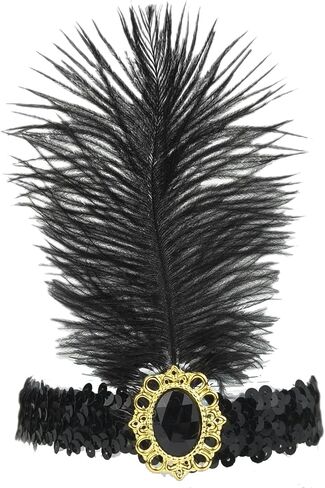 ريشة خوذة الترتر عصابات 1920s الزعنفة Showgirl أغطية الرأس للنساء الفتيات كرنفال اكسسوارات الحفلات in Kuwait