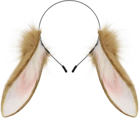 HAOAN Cute Bunny Ears Headband Faux Fur Rabbit Ear Hairhoop Anime Cosplay Costume Accessory in Kuwait